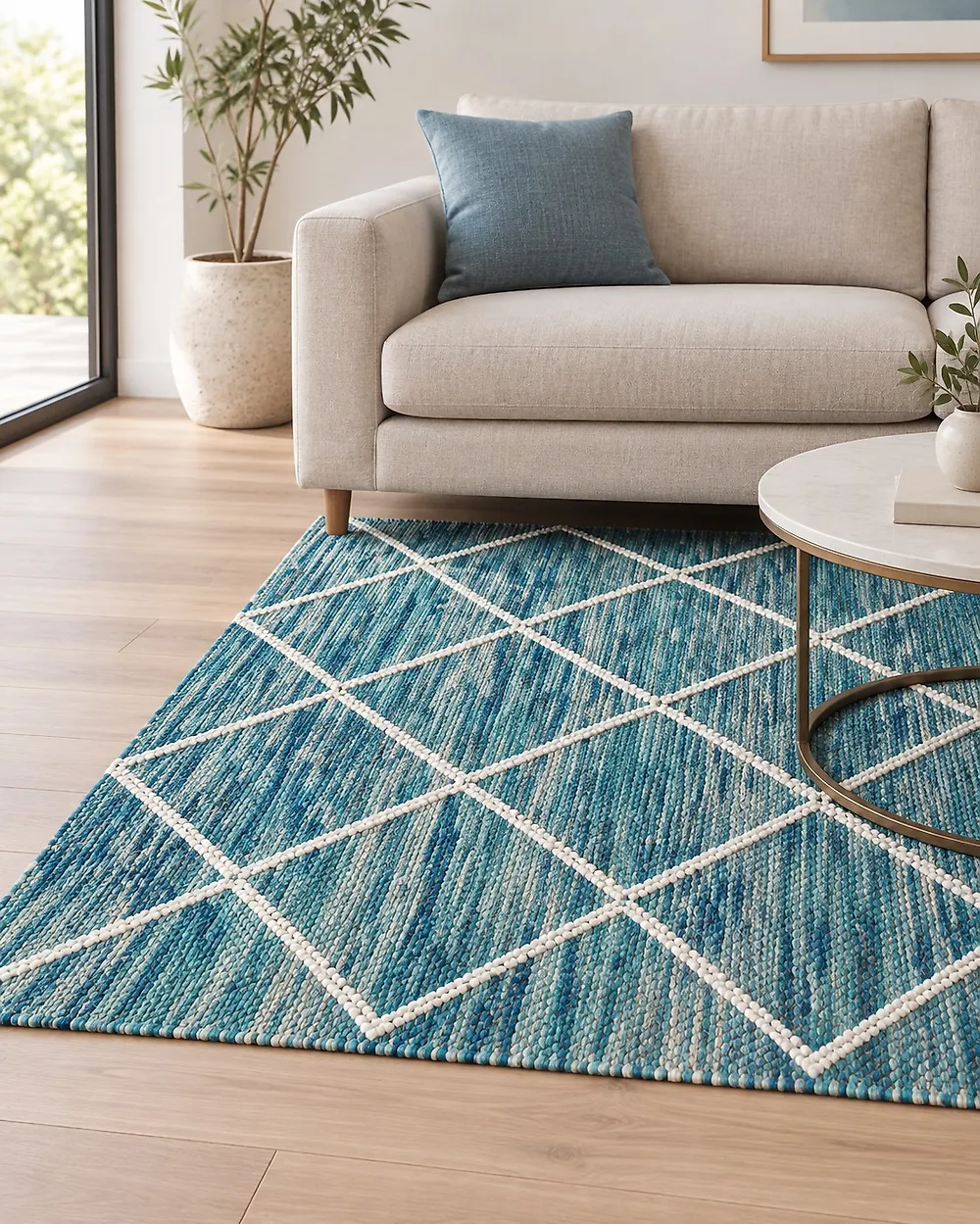 Teppich BELENLI Blau 140 x 200 cm Wolle