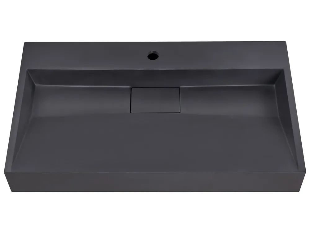 Hängewaschbecken QUENKO 80 x 46 cm Mineralguss Schwarz_981311