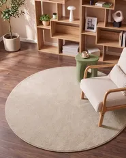 Shaggy Rug DEMRE Beige ø 140 cm_738071