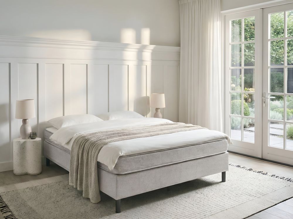 Divan Bed without Headboard Fabric COUNTESS 160 x 200 cm (EU King Size) Light Grey