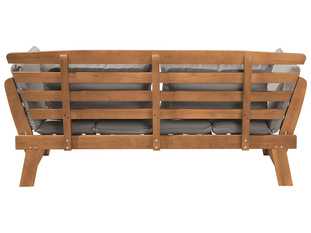 Garden Bench with Cushion PORTICI 210 cm Eucalyptus Wood Light Brown/ Taupe_735678