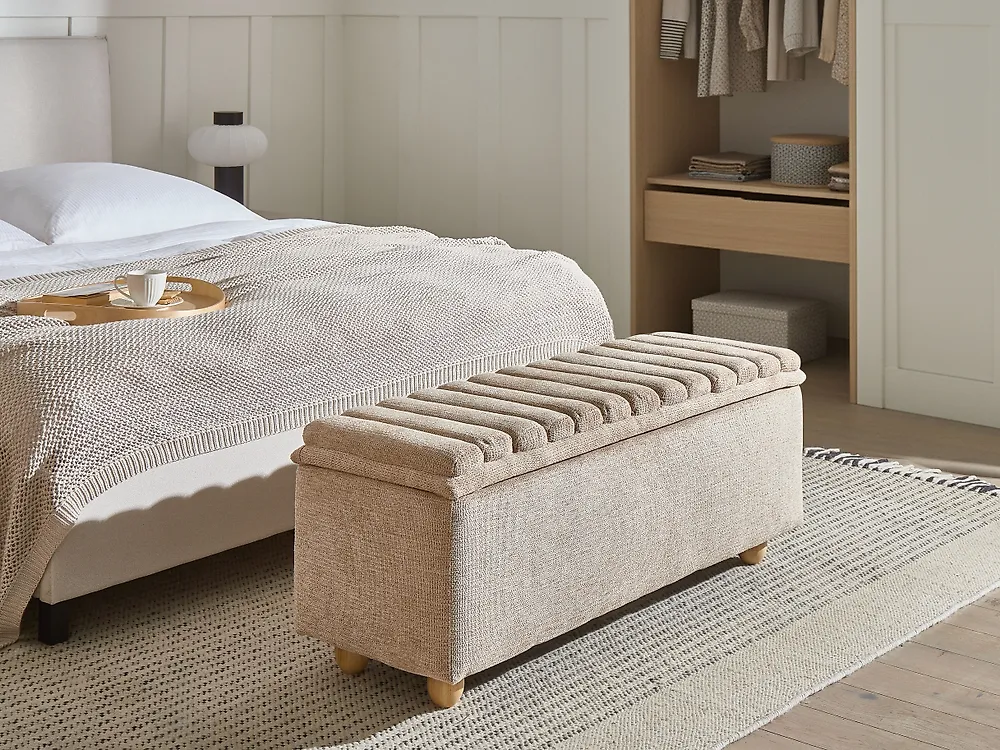 Polsterbank mit Stauraum SALIDA Stoff Beige