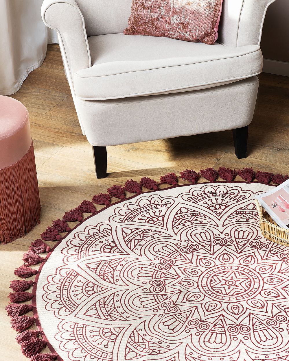 Rug AYAKLI Red ø 120 cm Cotton
