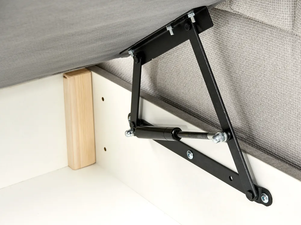 Boxspringbett mit Stauraum OFFICER Stoff Cremeweiß 160 x 200 cm_1016283