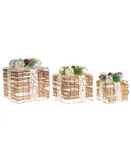 Weihnachtsdekoration 3er Set LED TISSO 20/25/30 cm Weihnachtsgeschenke Braun_1025147