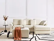 Corner Sofa KOHLO with Ottoman Fabric Light Beige Left Hand_1183989