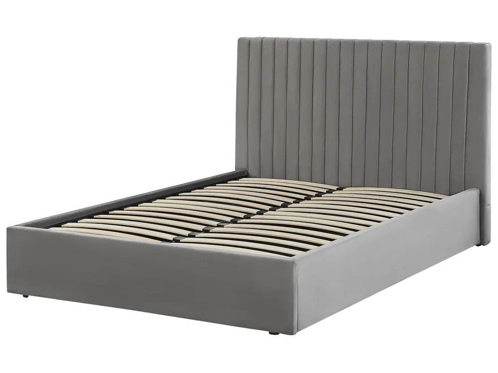 Bett mit Stauraum VION Samtstoff Grau 140 x 200 cm_826744