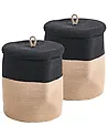 Aufbewahrungskorb 2er Set SILOPI Baumwolle Schwarz / Beige