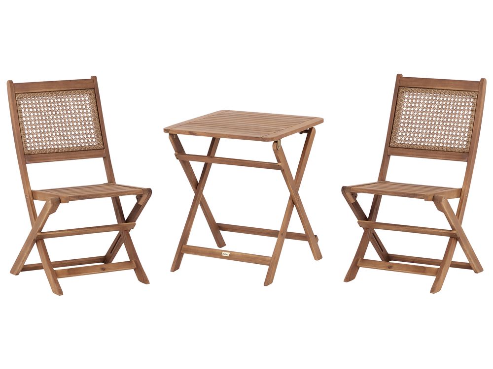 Bistro Set Folding PARAGGI Certified Acacia Wood Brown
