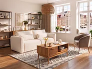 Sofa Bed 3 Seater VAXHOLM with Storage Boucle Light Beige_1156493