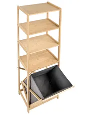 Tilt-Out Laundry Cabinet SAJAMA 40 cm with Shelves Bamboo Light Brown/ Grey_1136314
