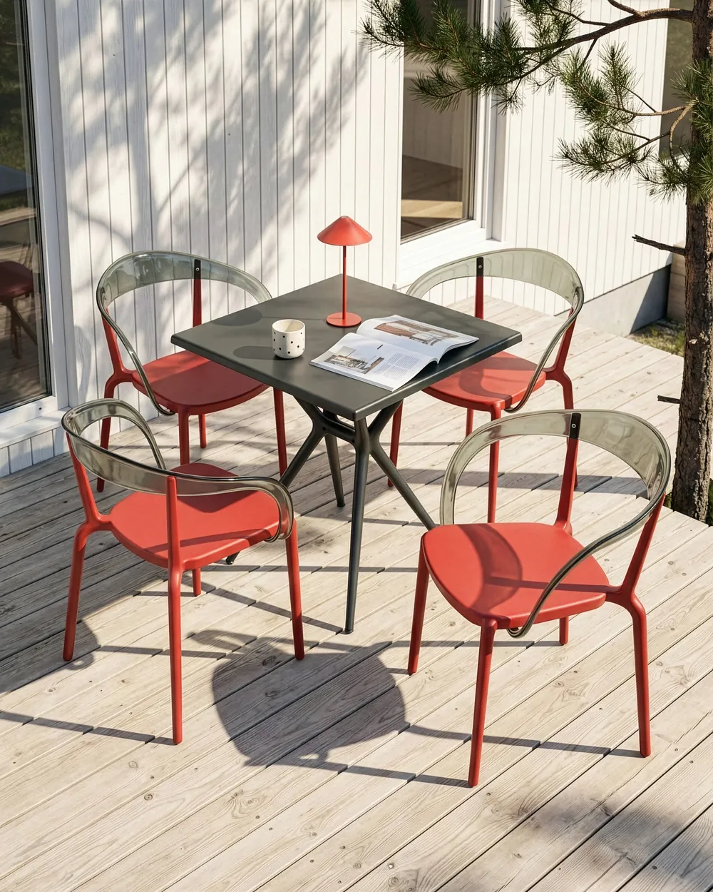 Gartenstuhl 4er Set MALEVIZI stapelbar Rot
