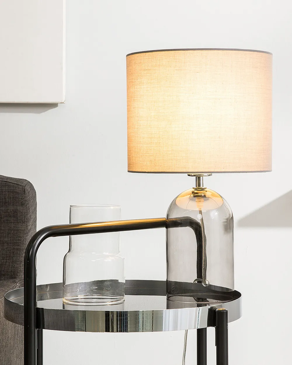 Tischlampe DEVOLL Glas Grau