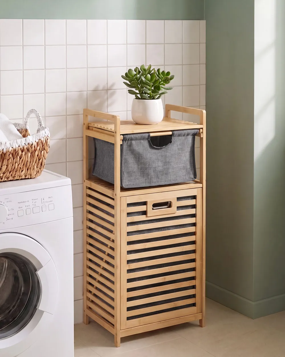 Wäscheschrank mit Kipptür CUTERVO 40 cm Bambus Hellbraun