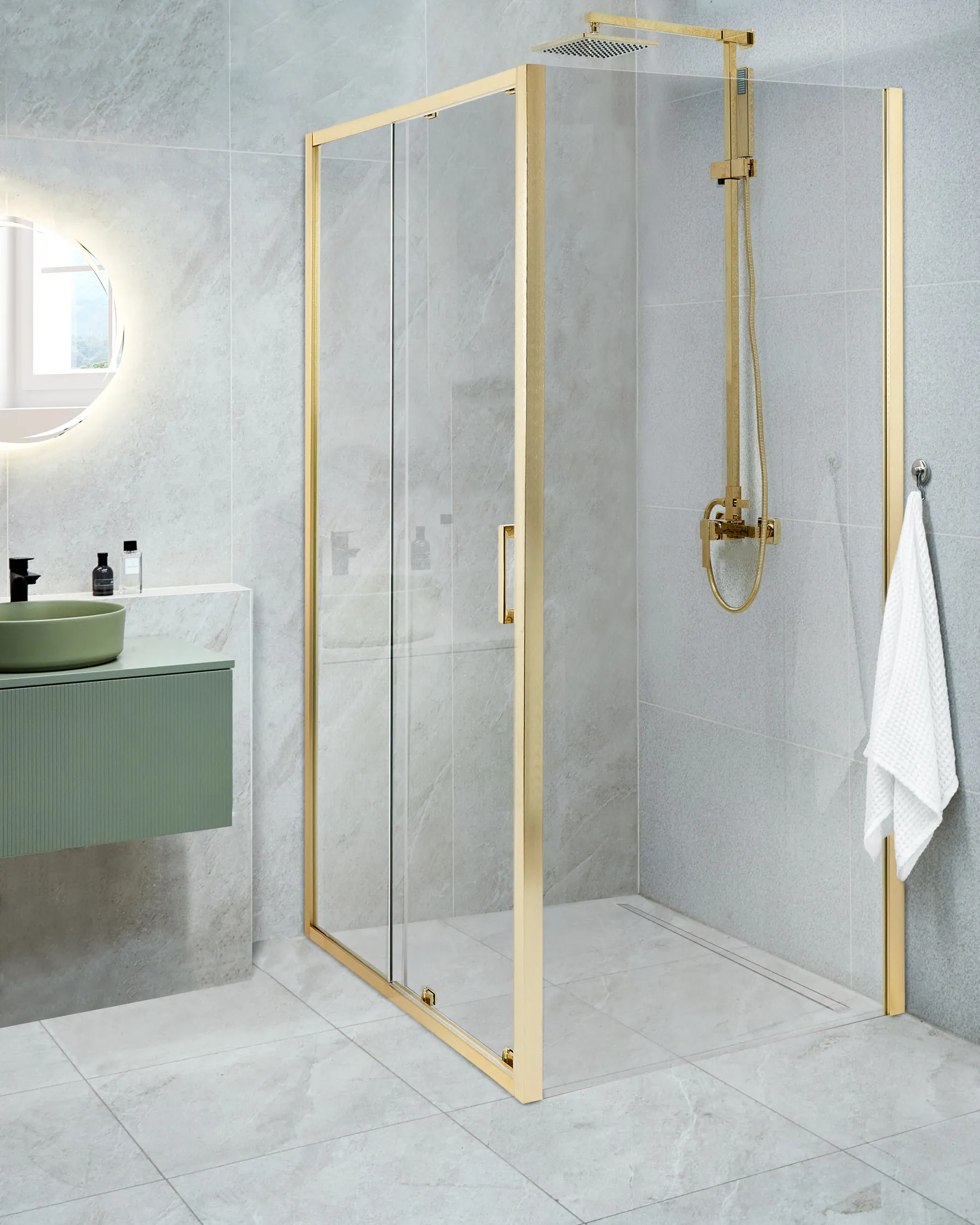 Duschkabine YORO 80 x 100 x 185 cm Gold_944618