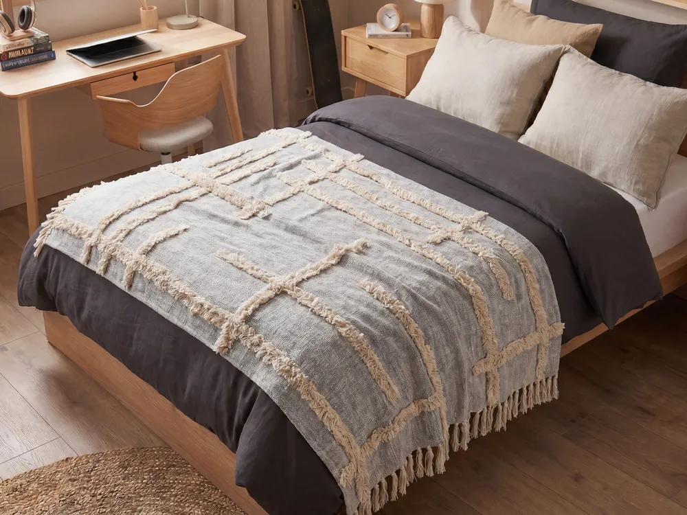 Kuscheldecke HOSPET Baumwolle 130 x 180 cm Grau