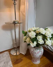 Vase mit Deckel SEWILLA 38 cm Porzellan Rot / Weiß_1072618