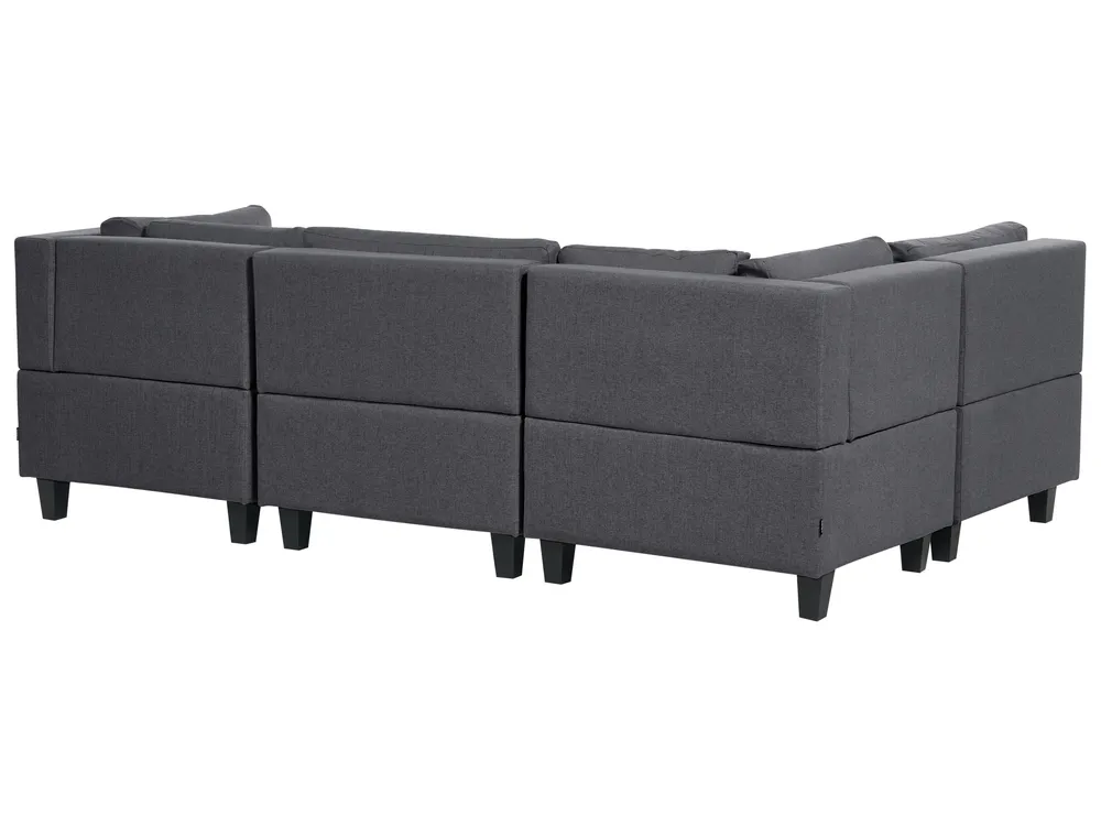 U-förmiges Modulsofa 5-Sitzer UNSTAD mit Ottomane Stoff Dunkelgrau_893550