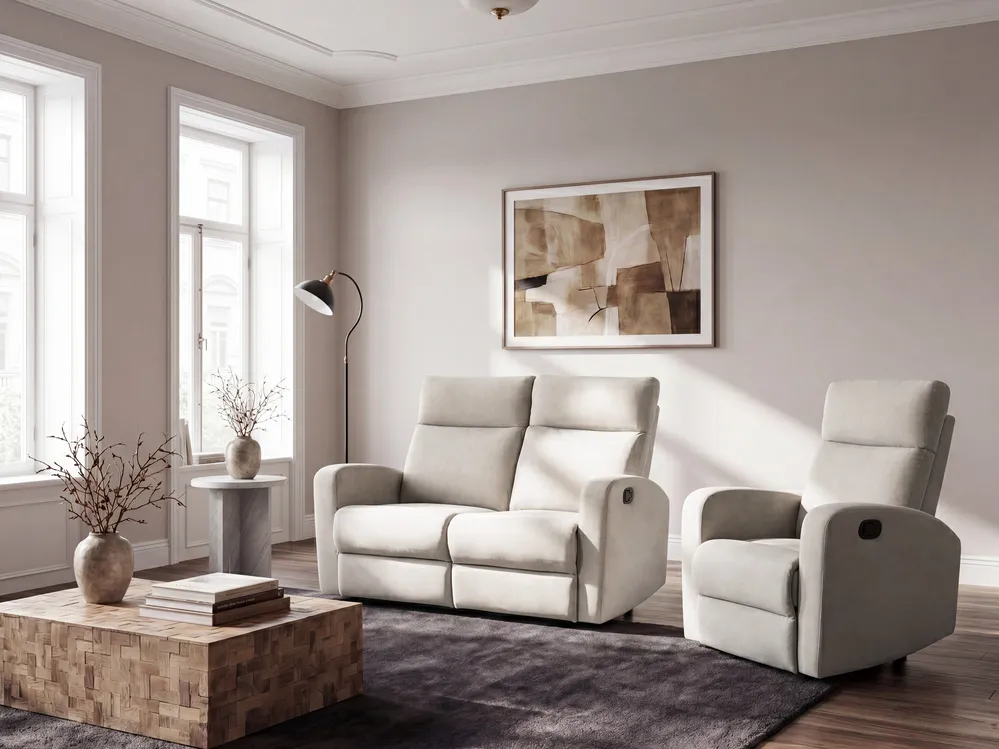 Recliner Chair VERDAL with Footrest Velvet Beige_1081150