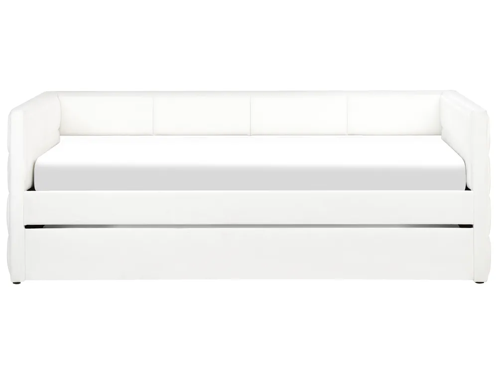 Ausziehbett Samtstoff CHAVONNE 90 x 200 cm Cremeweiß_969774