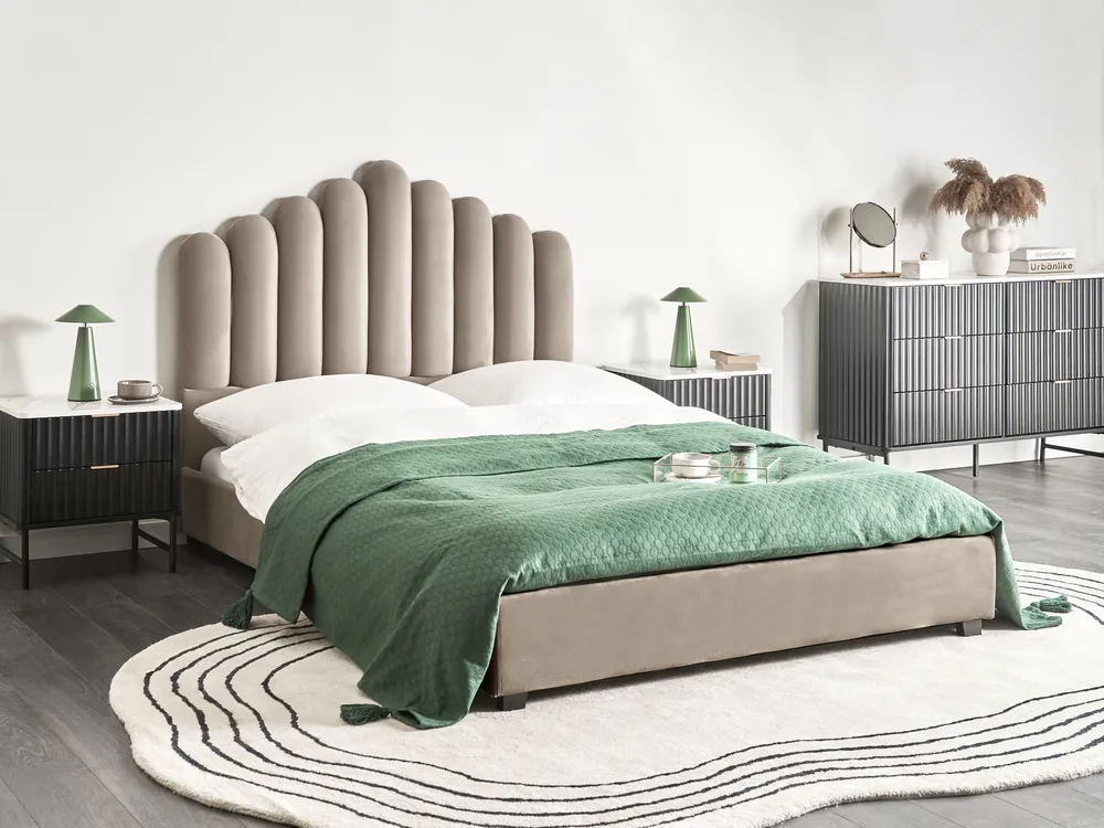 Wasserbett Samtstoff VINCENNES 140 x 200 cm Taupe
