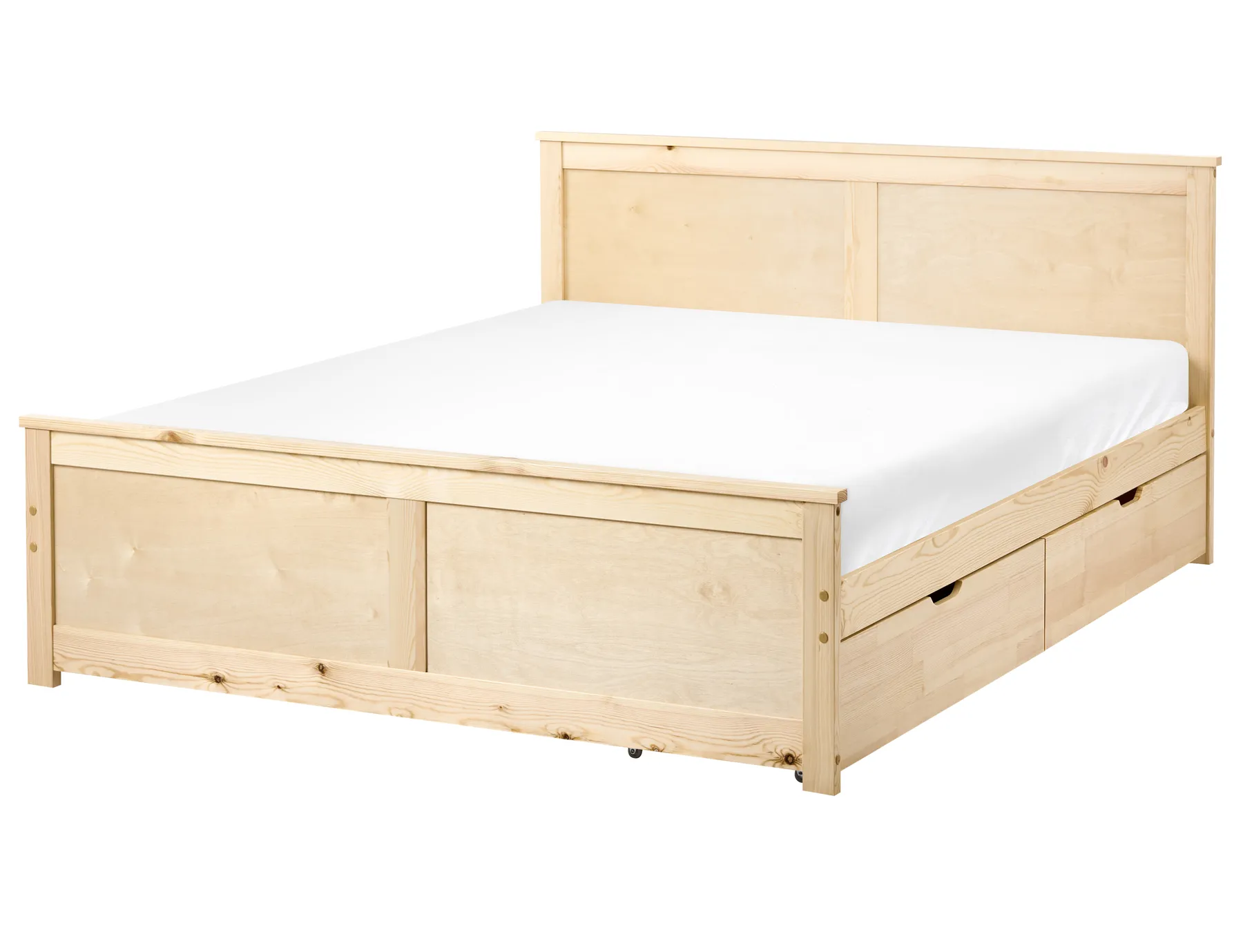 Bed with 2 Drawers DAUPHIN Pine Wood Light Brown 140 x 200 cm (EU Double)_1059840