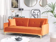 Sofa Bed 3 Seater LUCAN Velvet Orange_810395
