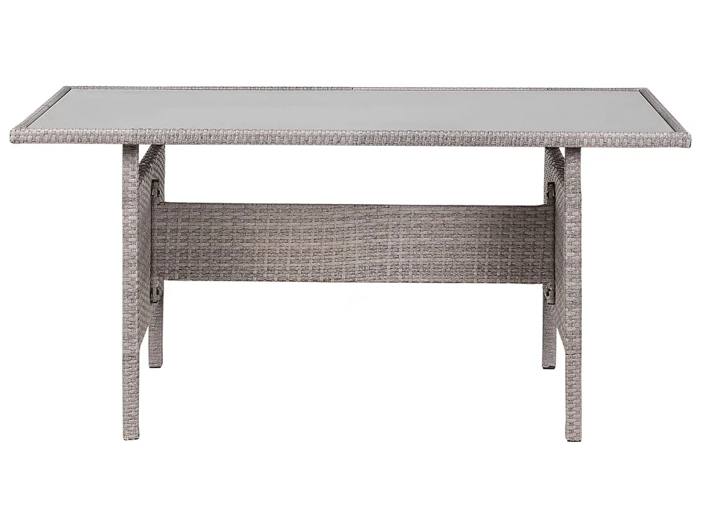 Gartentisch VITERBO 145 cm 80 cm Glas Hellgrau_862748