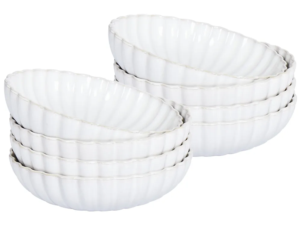 Suppenteller 8er Set NETTLE Steinzeug Cremeweiß 20 cm