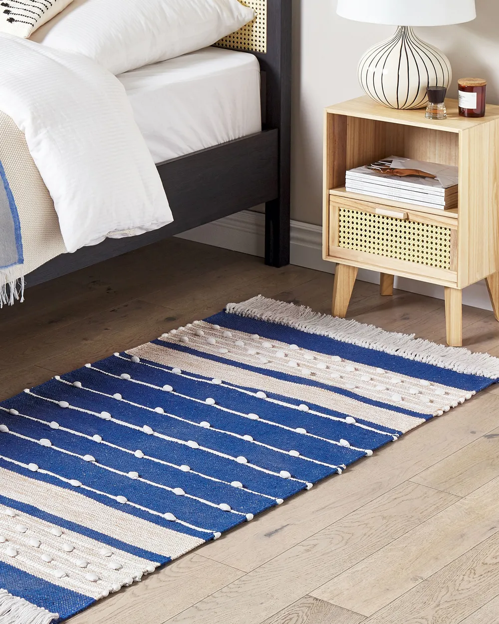 Teppich KONDHALI Blau 80 x 150 cm Baumwolle