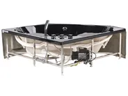 Whirlwanne Eckmodell mit LED CUYABENO 211 x 150 cm Schwarz_1033702