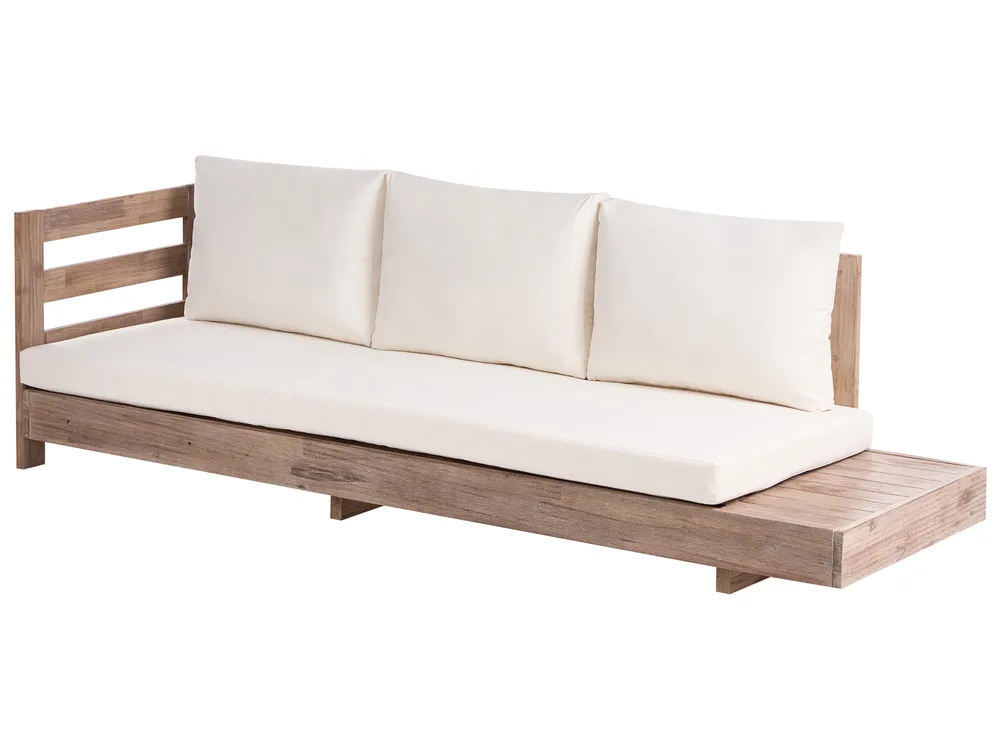 Garten Ecksofa 5-Sitzer MARETTIMO zertifiziertes Akazienholz Cremeweiß rechtsseitig_1081715