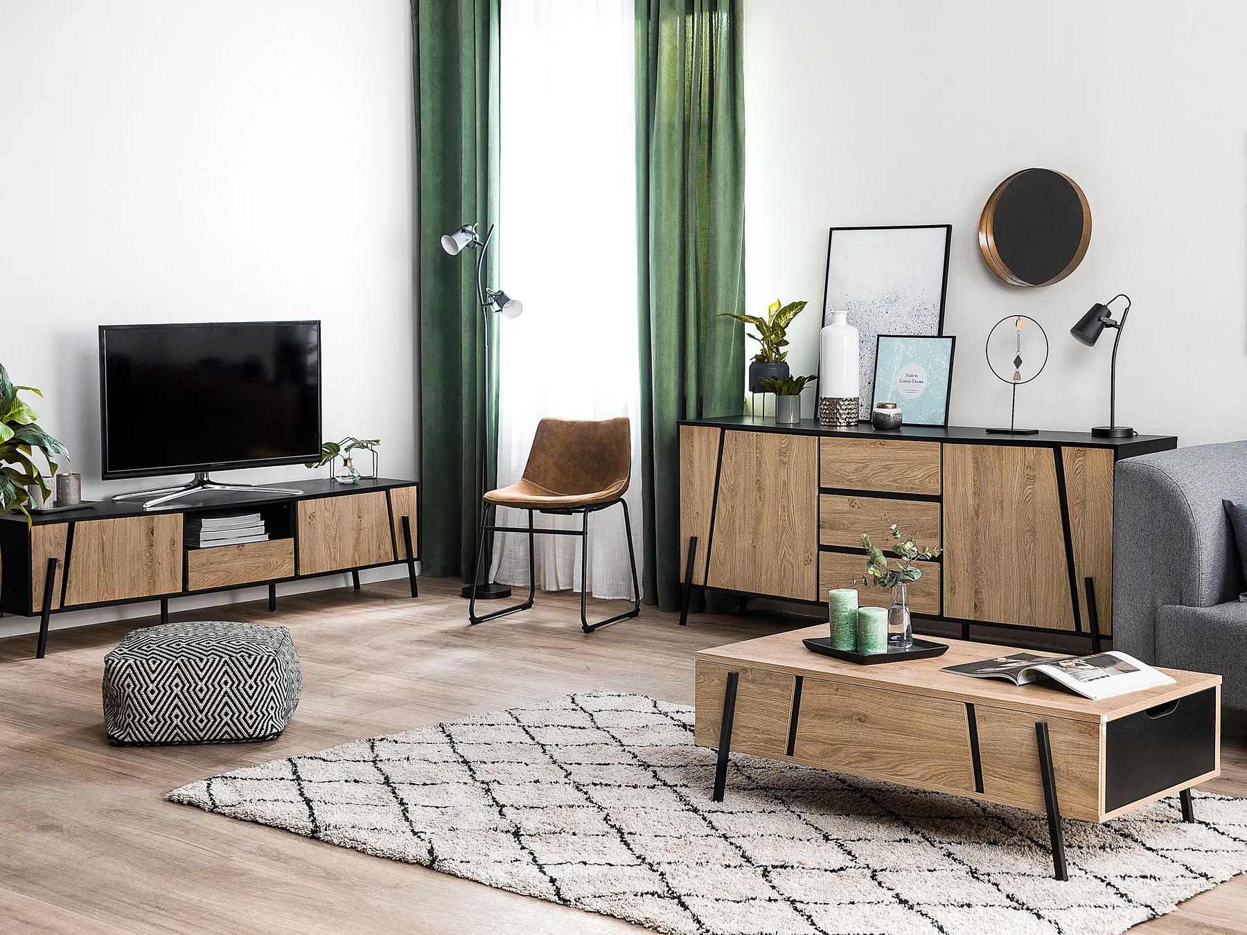 2 Door Sideboard BLACKPOOL Brown/ Black_722752