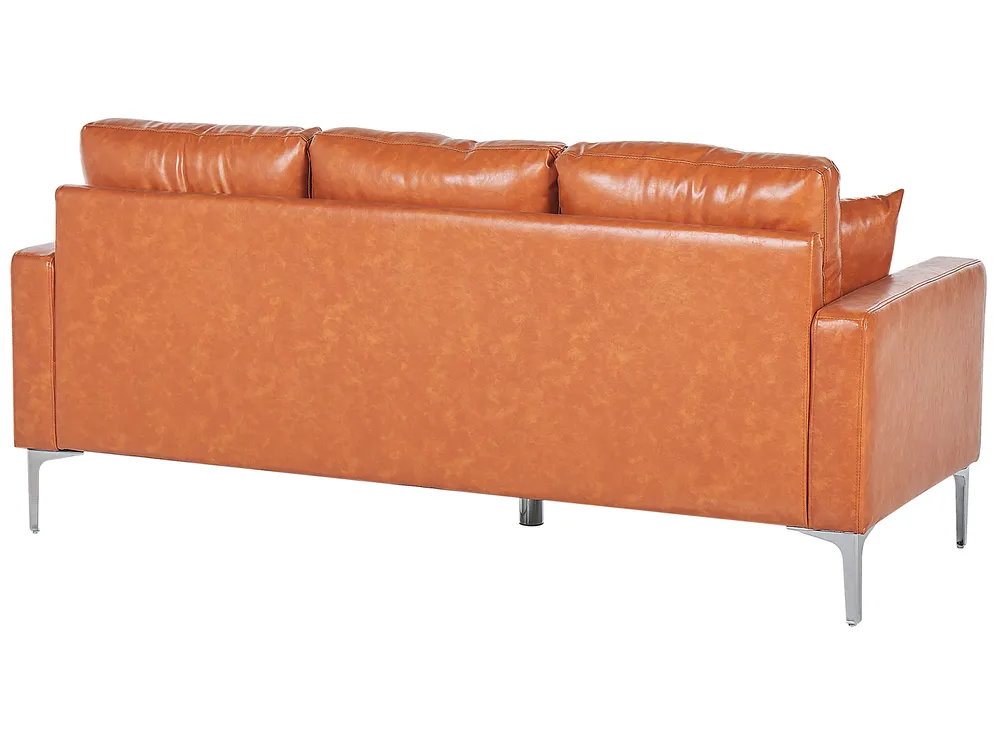 Sofa 3 Seater GAVLE Faux Leather Golden Brown_729855