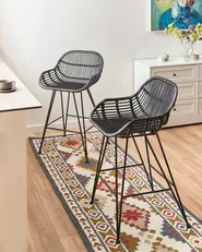 Set mit 2 Barstühlen TERRELL Rattan Schwarz_1086642