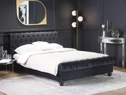 Bett mit Lattenrost Samtstoff AVALLON 160 x 200 cm Schwarz_694375