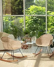 Set of 2 Rocking Chairs LAVINIO Rattan Natural_1185219