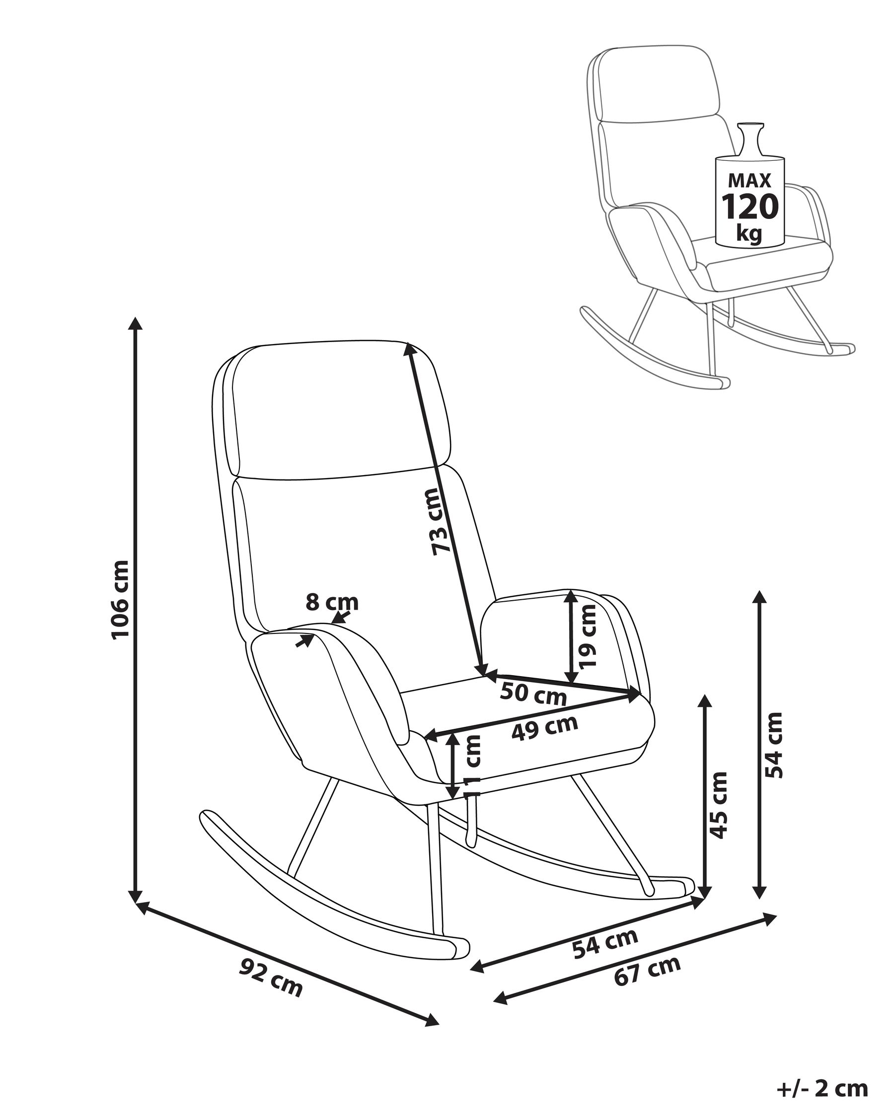 Schaukelsessel KVELIA Stoff Cremeweiß_972658