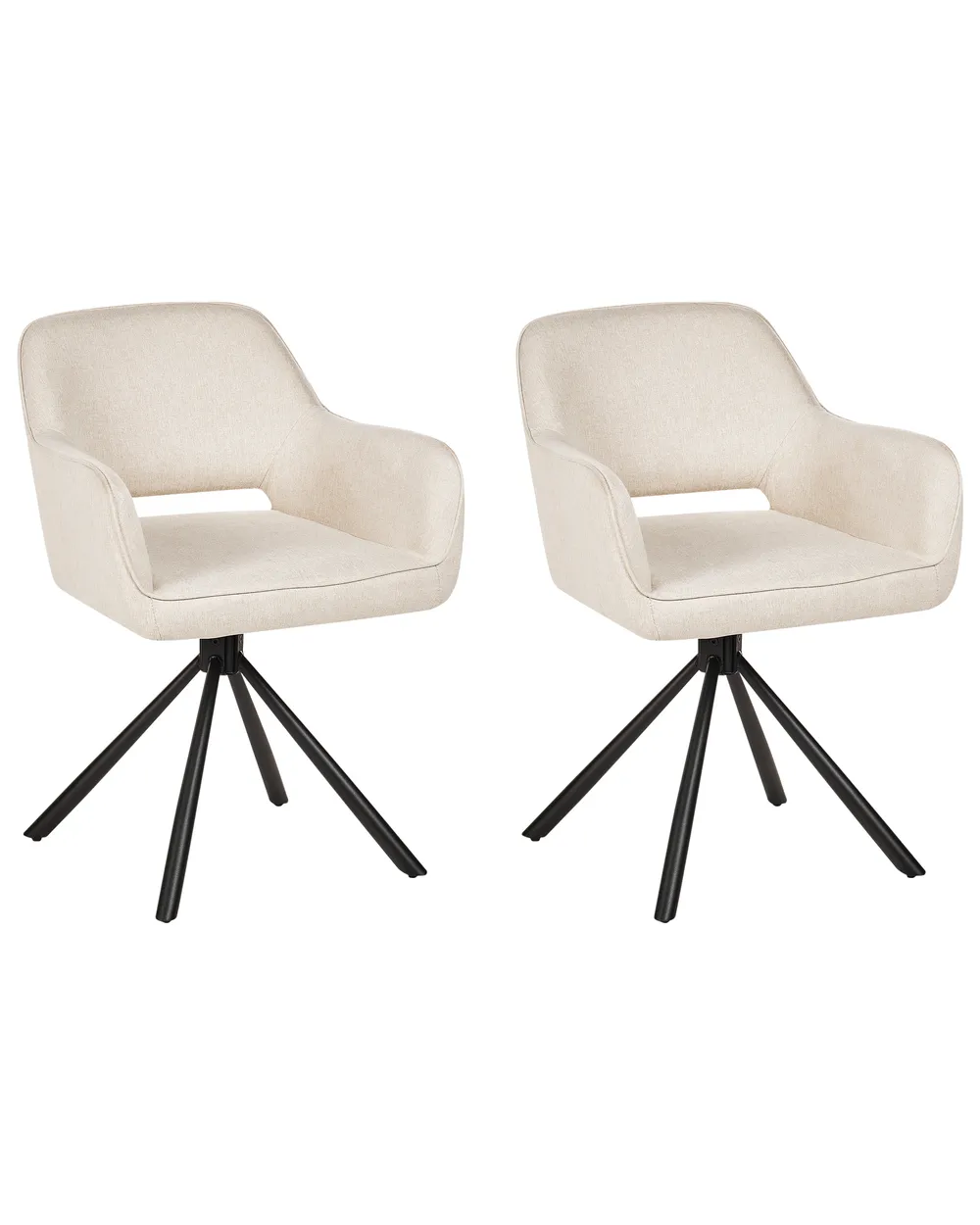 Esszimmerstuhl 2er Set drehbar LOURES Stoff Hellbeige