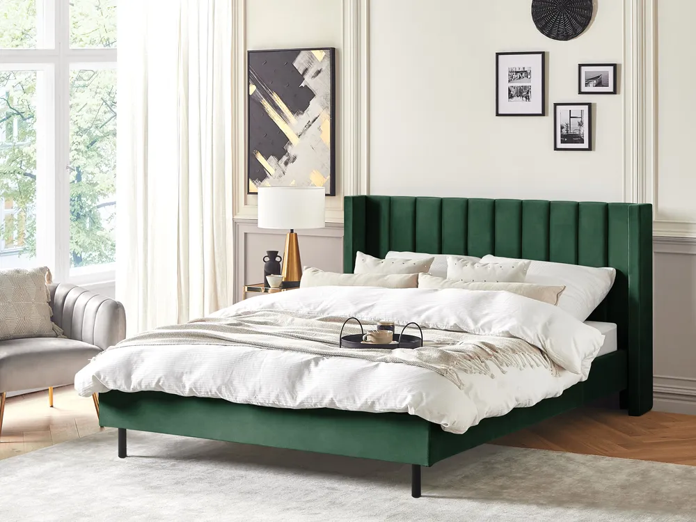 Bett mit Lattenrost Samtstoff VILLETTE 180 x 200 cm Dunkelgrün