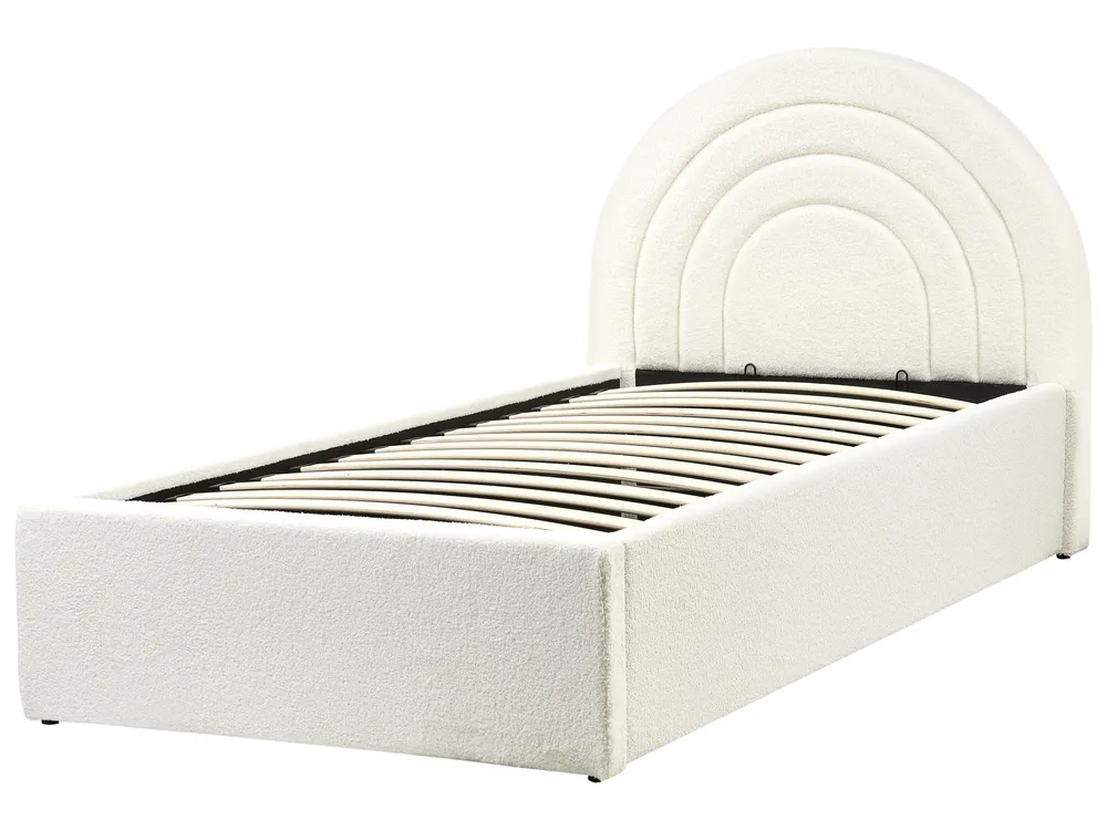 Kinderbett mit Stauraum ANET Bouclé Cremeweiß 90 x 200 cm_959435
