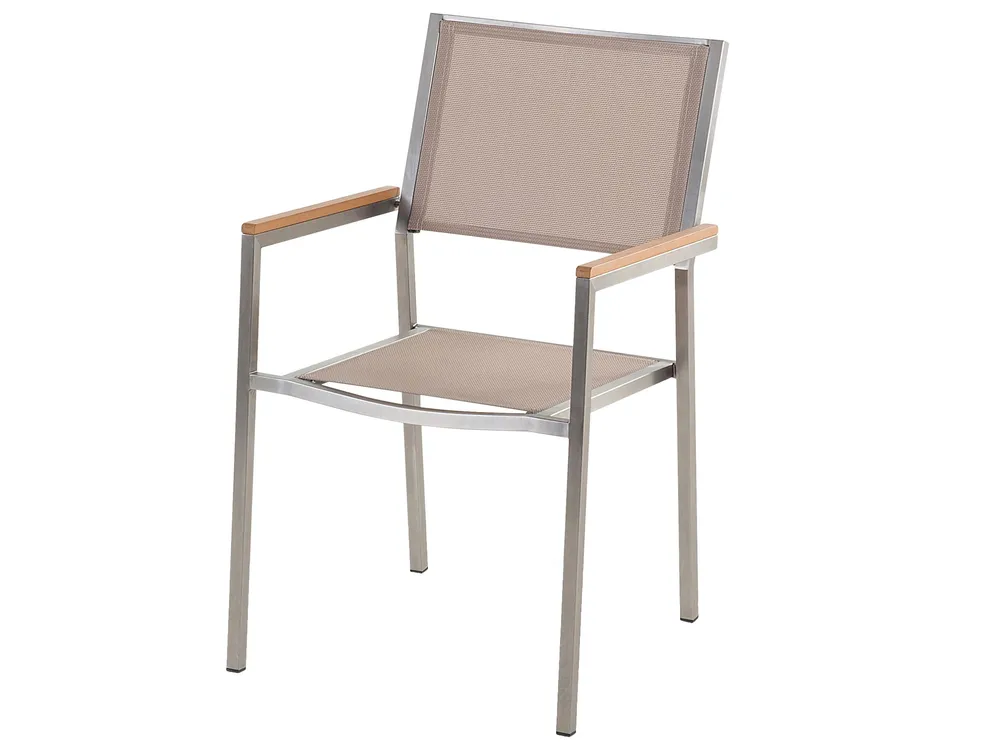 Gartenmöbel Set 8-Sitzer GROSSETO Crashglas Transparent / Beige_677369