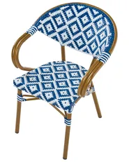 Gartenstuhl 4er Set CASPRI Polyrattan Blau / Weiß_1090662