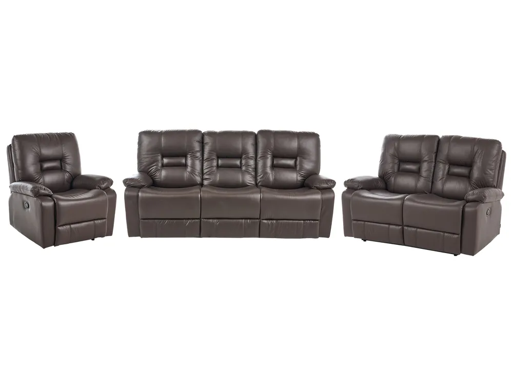Sofa Set manuell verstellbar 6-Sitzer BERGEN Kunstleder Braun_1086650