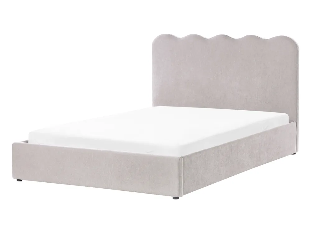 Bett mit Stauraum NANTERRE Chenillegewebe Taupe 140 x 200 cm_1019570