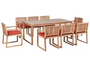 Gartenmöbel Set 8-Sitzer SASSARI PREMIUM inkl. Kissen zertifiziertes Akazienholz Rot_991337
