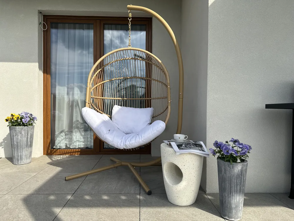 Hanging Chair with Stand ACRI PE Rattan Beige_922963