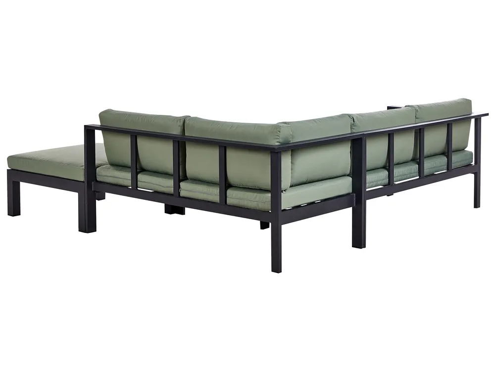 Garden Corner Sofa with Table 5 Seater MESSINA Metal Green Left Hand_929483