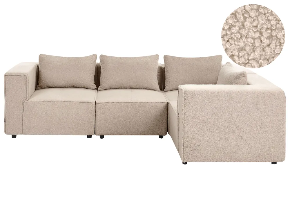 Modul Ecksofa 4-Sitzer AXEBO Bouclé Beige linksseitig