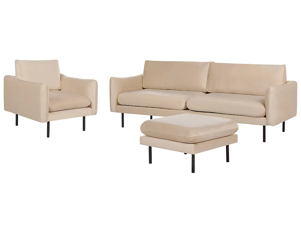 Sofa Set 4-Sitzer VINTERBRO Samtstoff Beige